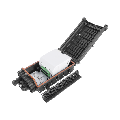 Caja de Distribución de Fibra Óptica para 48 Empalmes con 16 Acopladores SC/APC, Enterrado Directo, IP68