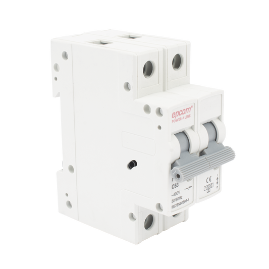 Protección Térmica/ Interruptor 2P, 63 A,  Corriente Alterna  400 Vca para Aplicación Fotovoltaica Montaje Riel DIN