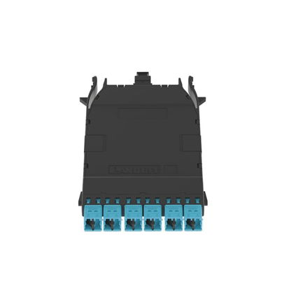 Cassette HD Flex Para 12 Fibras Multimodo OM4, de MPO a 6 Conectores LC Duplex, Color Aqua
