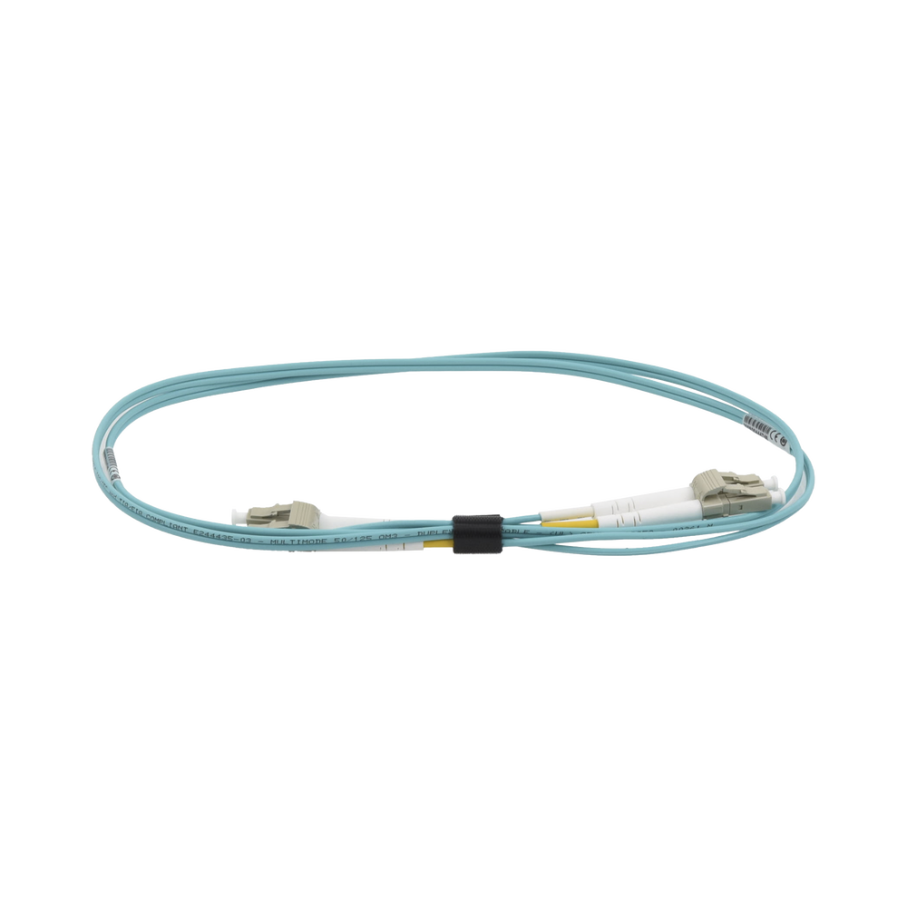 Jumper de Fibra Óptica Multimodo 50/125 OM3 XGLO, LC-LC Duplex, OFNR, Color Aqua, 1 Metro (3.28 Pies)