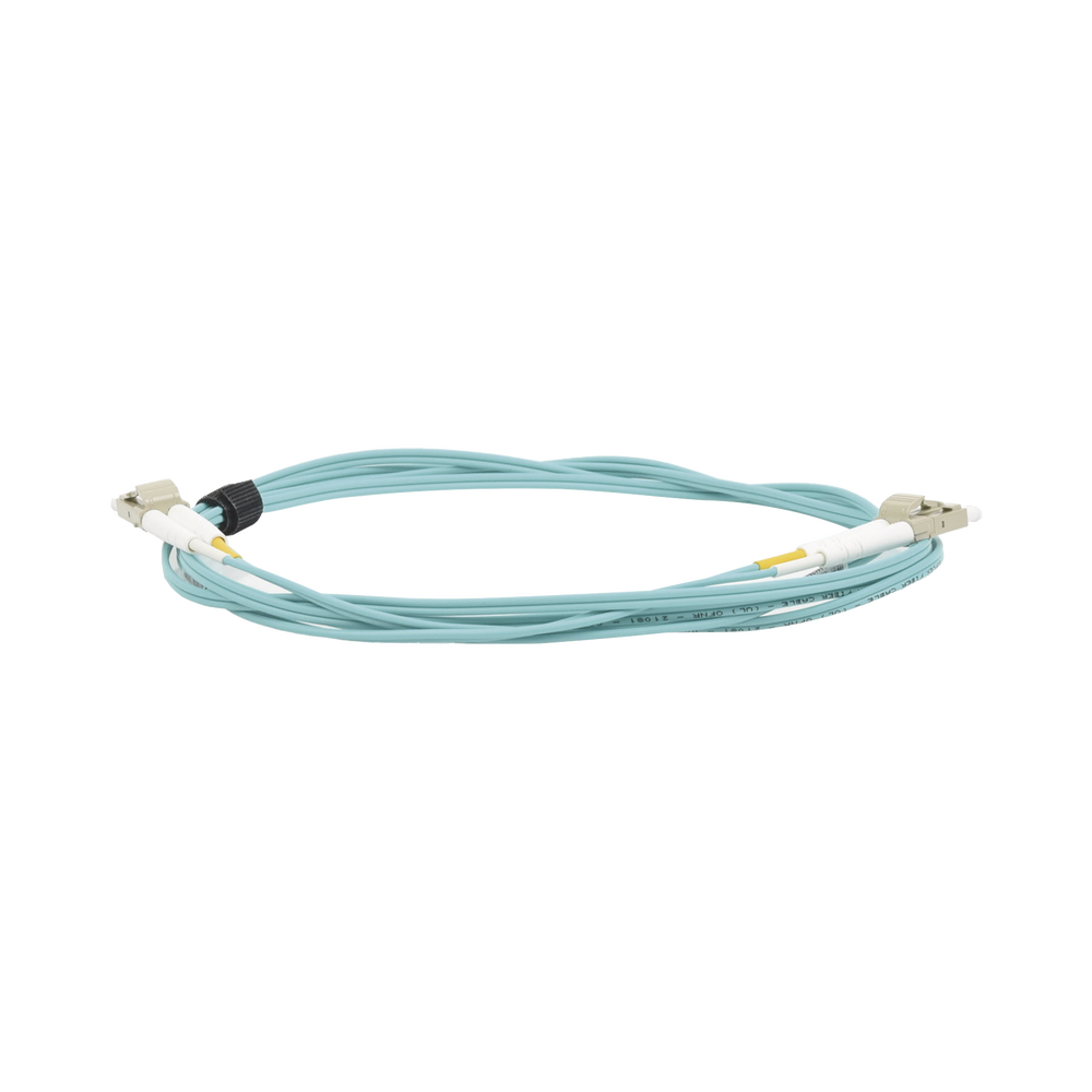 Jumper de Fibra Óptica Multimodo 50/125 XGLO OM3, LC-LC Duplex, OFNR, Color Aqua, 2 Metros (6.56 Pies)