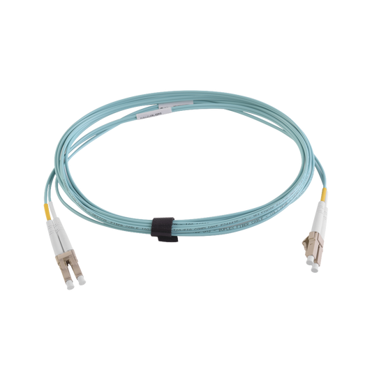 Jumper de Fibra Óptica Multimodo 50/125 XGLO OM4, LC-LC Duplex, OFNR, Color Aqua, 2 Metros