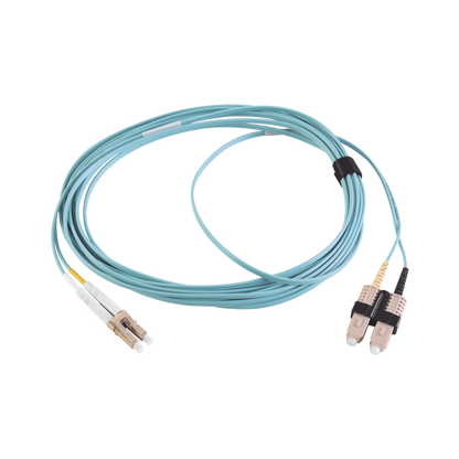 Jumper de Fibra Óptica Multimodo 50/125 XGLO OM3, LC-SC Duplex, OFNR, Color Aqua, 5 Metros (16.40 Pies)