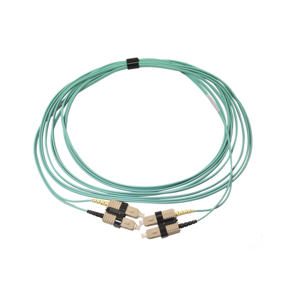 Jumper de Fibra Óptica Multimodo 50/125 XGLO OM3, LC-SC Duplex, OFNR, Color Aqua, 7 Metros