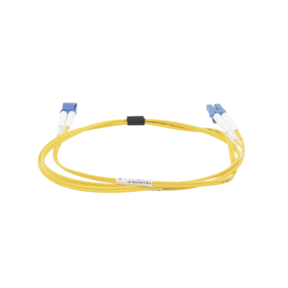 Jumper de Fibra Óptica Monomodo (OS2), XGLO, Riser, LC/UPC-LC/UPC Duplex, OFNR, Color Amarillo, 1 Metro (3.28 Pies)