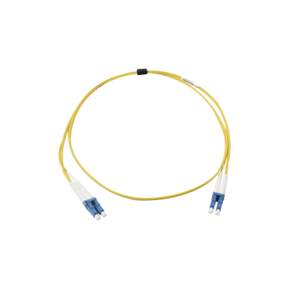 Jumper de Fibra Óptica Monomodo (OS2), XGLO, Riser, LC/UPC-LC/UPC Duplex, OFNR, Color Amarillo, 1 Metro (3.28 Pies)
