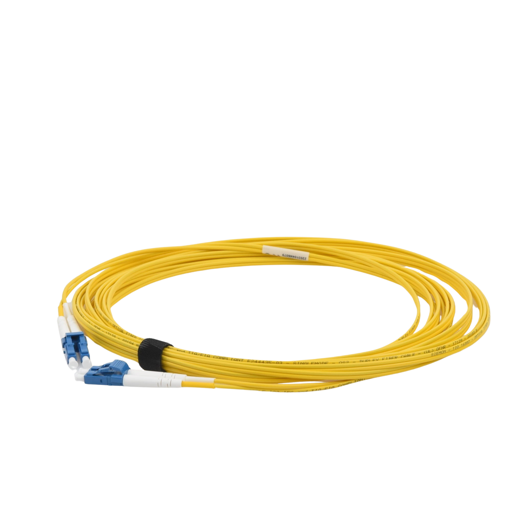 Jumper de Fibra Óptica Monomodo (OS2), XGLO, Riser, LC/UPC-LC/UPC Duplex, OFNR, Color Amarillo, 7 Metros