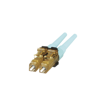 Conector de Fibra �ptica LC Duplex OptiCam, Multimodo 50/125 OM3/OM4, Pre-pulido, Color Aqua