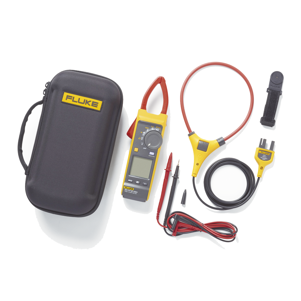 Pinza Amperimétrica de Corriente CC/CA de Verdadero Valor Eficaz con iFlex CAT III 1500 V. Ideal para Sistemas Solares, Eólicos, Baterías, Inversor, etc. Con Certificado de Calibración