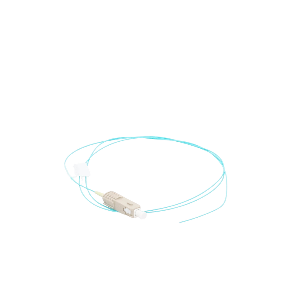Pigtail de Fibra Óptica LC Simplex, Multimodo OM3 XGLO 50/125, OFNR, Color Aqua, 1 Metro (3.28 Pies)