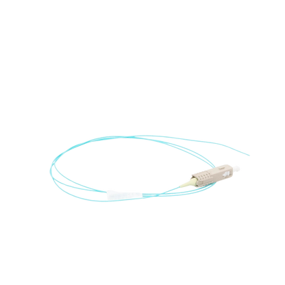 Pigtail de Fibra Óptica LC Simplex, Multimodo OM3 XGLO 50/125, OFNR, Color Aqua, 1 Metro (3.28 Pies)