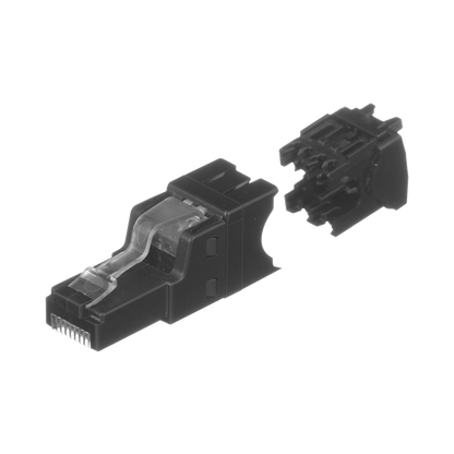 Plug RJ45 UTP, Instalación Recta, Terminación en Campo Certificable, Compatible con Cat5e, Cat6 y Cat6A, Color Negro