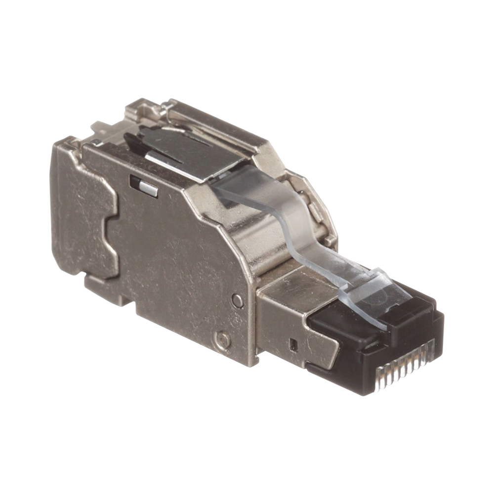 Plug RJ45 Blindado, Instalación Recta, Terminación en Campo Certificable, Compatible con Cat5e, Cat6 y Cat6A, Color Plata