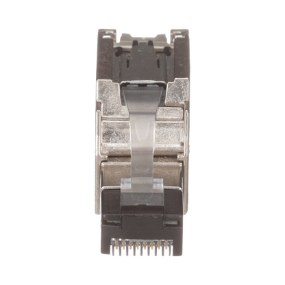 Plug RJ45 Blindado, Instalación Recta, Terminación en Campo Certificable, Compatible con Cat5e, Cat6 y Cat6A, Color Plata