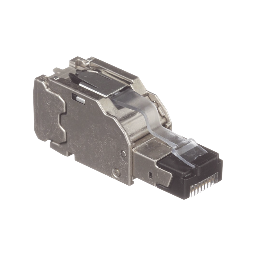 Plug RJ45 Blindado, Instalación Recta, Terminación en Campo Certificable, Compatible con Cat5e, Cat6 y Cat6A, Color Plata, Paquete de 10 Piezas