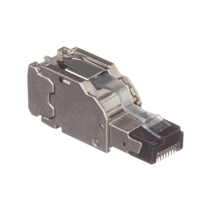 Plug RJ45 Blindado, Instalación Recta, Terminación en Campo Certificable, Compatible con Cat5e, Cat6 y Cat6A, Color Plata, Paquete de 10 Piezas