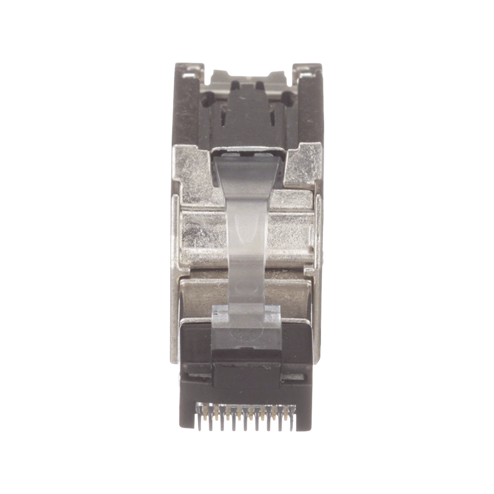 Plug RJ45 Blindado, Instalación Recta, Terminación en Campo Certificable, Compatible con Cat5e, Cat6 y Cat6A, Color Plata, Paquete de 10 Piezas