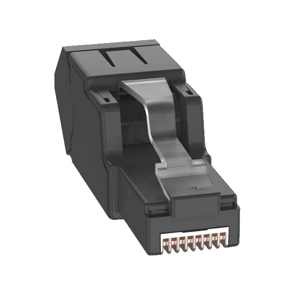 Plug RJ45 UTP, Instalación Angulada 45 Grados, Terminación en Campo Certificable, Compatible con Cat5e, Cat6 y Cat6A, Color Negro
