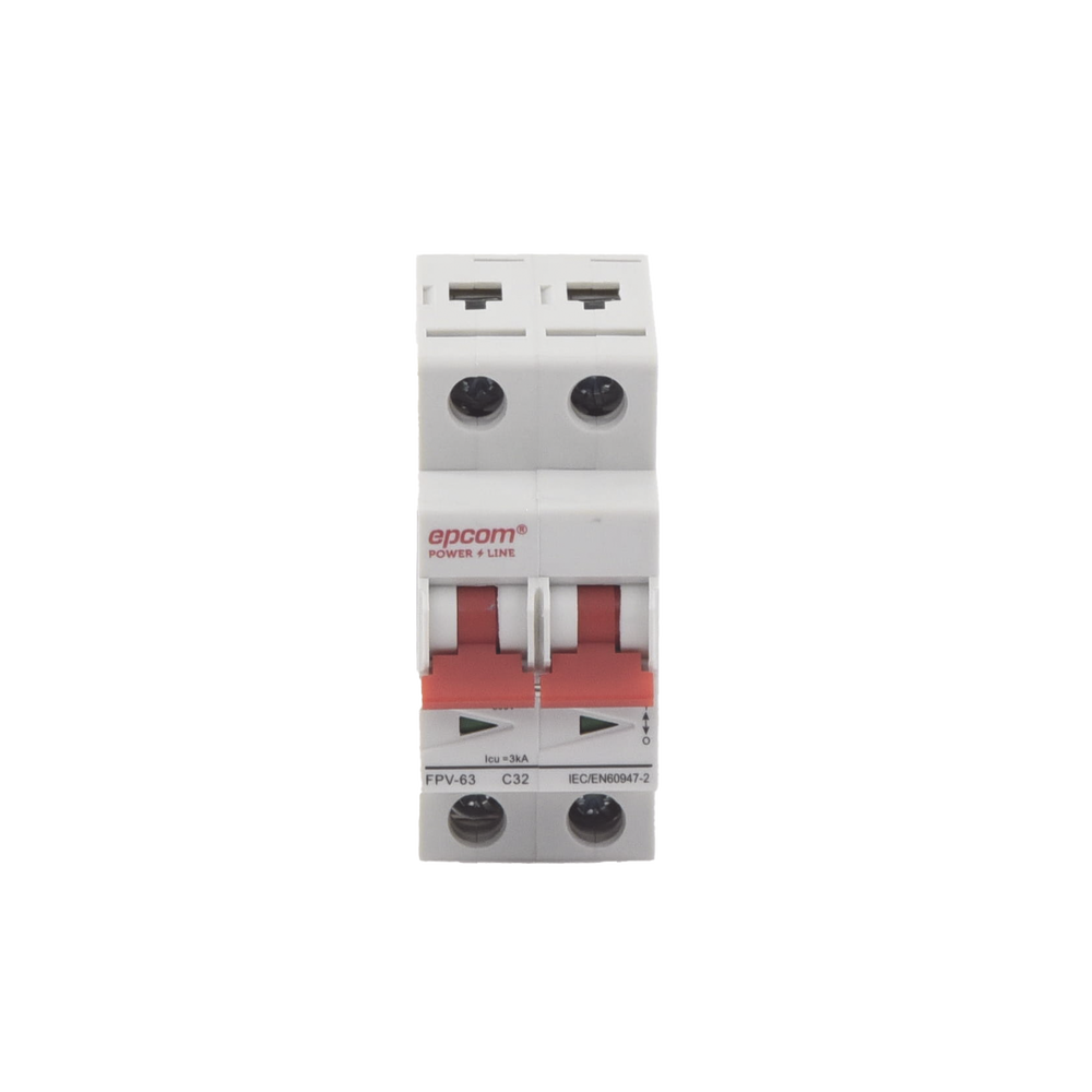 Protección Térmica/ Interruptor 2P, 32A,  Corriente Directa  800 Vcc para Aplicación Fotovoltaica Montaje Riel DIN