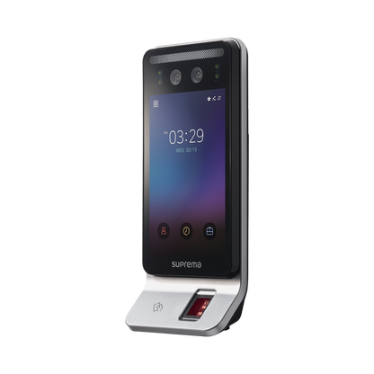 Lector Multi-tecnologia con detector de cubrebocas- Reconocimiento Facial, Huella, Tarjeta Móvil y lector de RFID(125kHz EM & 13.56 Mhz MIFARE)  Compatible con BioStar2,  Uso para Control de Acceso y Asistencia
