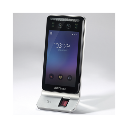 Lector Multi-tecnologia con detector de cubrebocas- Reconocimiento Facial, Huella, Tarjeta Móvil y lector de RFID(125kHz EM & 13.56 Mhz MIFARE)  Compatible con BioStar2,  Uso para Control de Acceso y Asistencia
