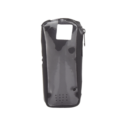 Funda Reforzada en Piel para Cinto, con Cierre y Amplio Visor Frontal Transparente para Radios Aéreos IC-A25.