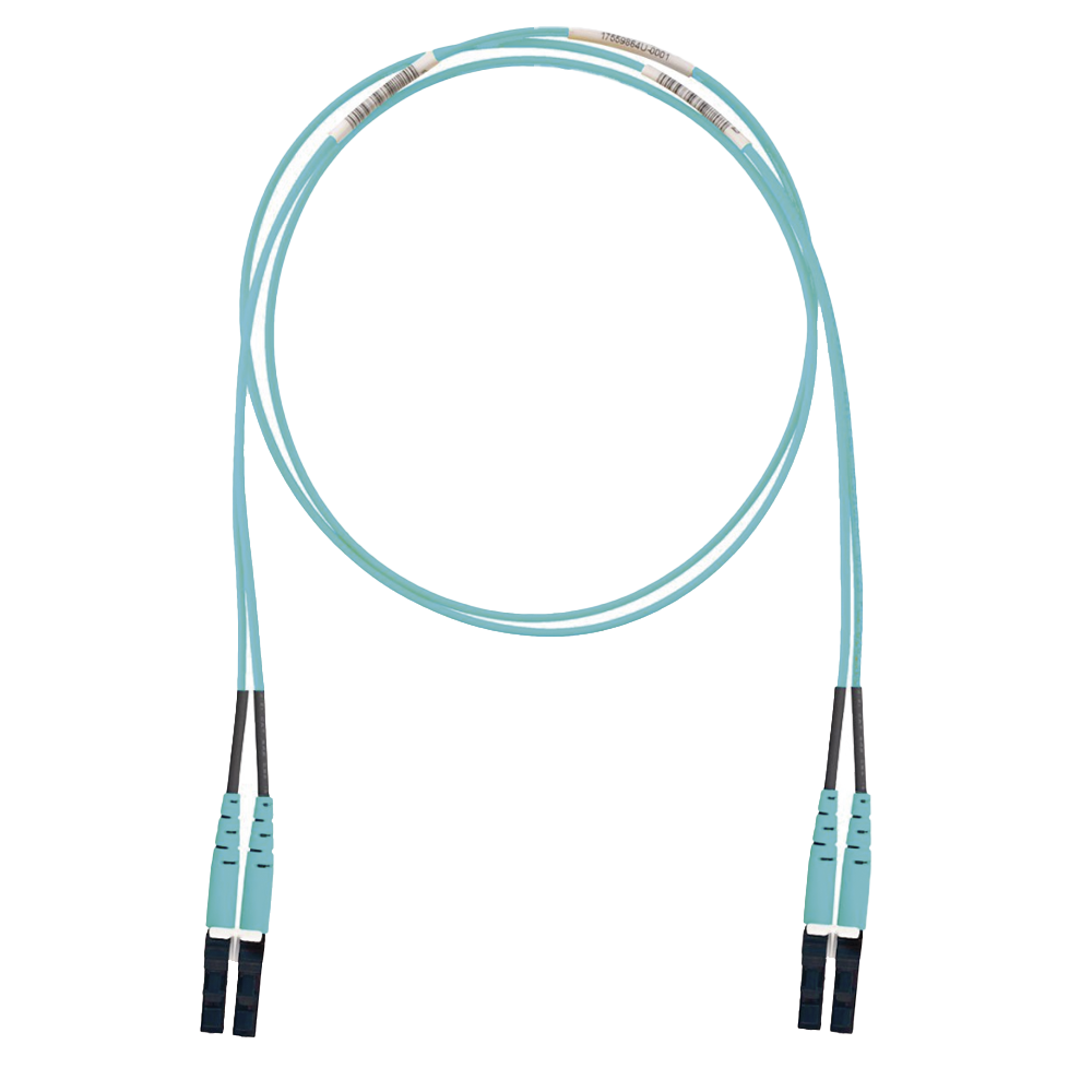 Jumper de Fibra Optica Multimodo 50/125 OM3, LC-LC Duplex, LSZH (Cero Halógenos), Color Aqua, 2 Metros (6.56 Pies)