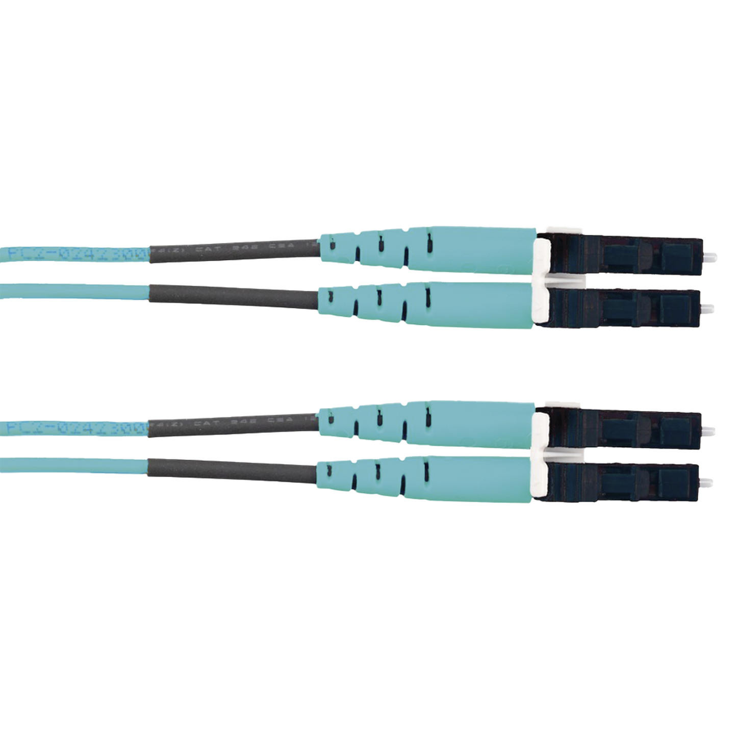 Jumper de Fibra Optica Multimodo 50/125 OM3, LC-LC Duplex, LSZH (Cero Halógenos), Color Aqua, 2 Metros (6.56 Pies)