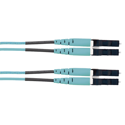 Jumper de Fibra Optica Multimodo 50/125 OM3, LC-LC Duplex, LSZH (Cero Halógenos), Color Aqua, 2 Metros (6.56 Pies)