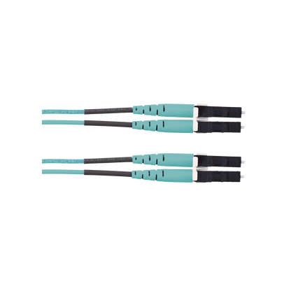 Jumper de Fibra Optica Multimodo 50/125 OM3, LC-LC Duplex, LSZH (Cero Halógenos), Color Aqua, 10 Metros (32.81 Pies)