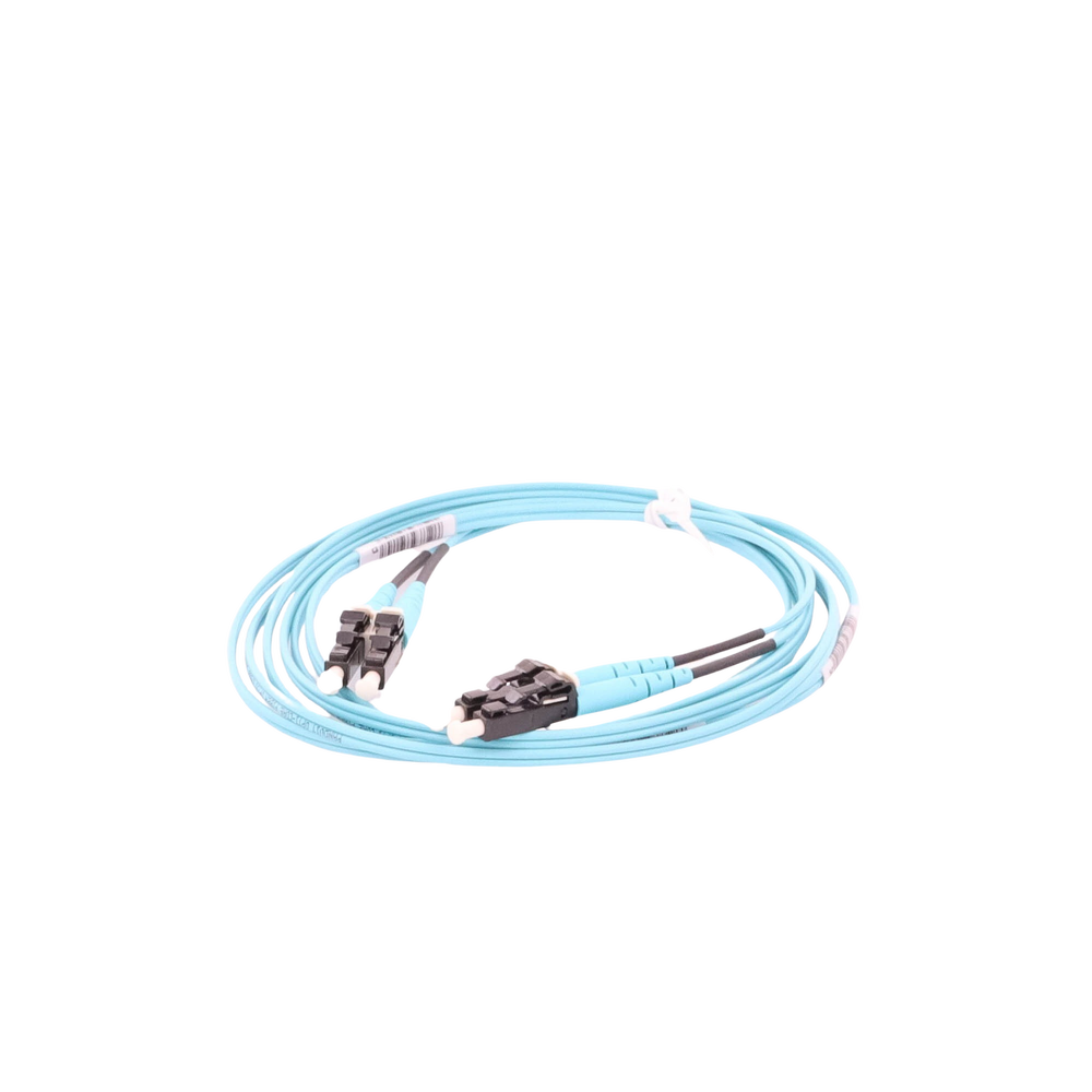 Jumper de Fibra Optica Multimodo 50/125 OM3, LC-LC Duplex, OFNR (Riser), Color Aqua, 2 Metros (6.56 Pies)