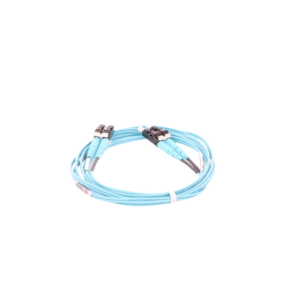 Jumper de Fibra Optica Multimodo 50/125 OM3, LC-LC Duplex, OFNR (Riser), Color Aqua, 2 Metros (6.56 Pies)
