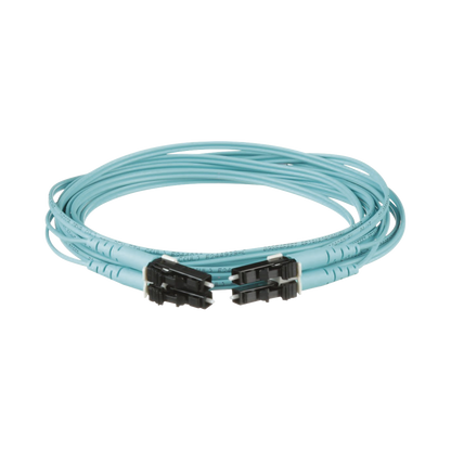 Jumper de Fibra Optica Multimodo 50/125 OM3, LC-LC Duplex, OFNR (Riser), Color Aqua, 3 Metros (9.84 Pies)