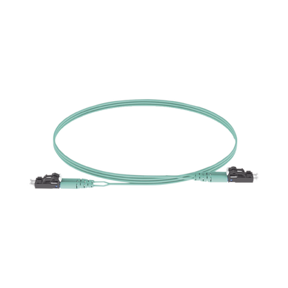 Jumper de Fibra Optica Multimodo 50/125 OM3, LC-LC Duplex, OFNR (Riser), Color Aqua, 5 Metros (16.40 Pies)