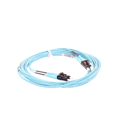 Jumper de Fibra Optica Multimodo 50/125 OM3, LC-LC Duplex, OFNR (Riser), Color Aqua, 5 Metros (16.40 Pies)