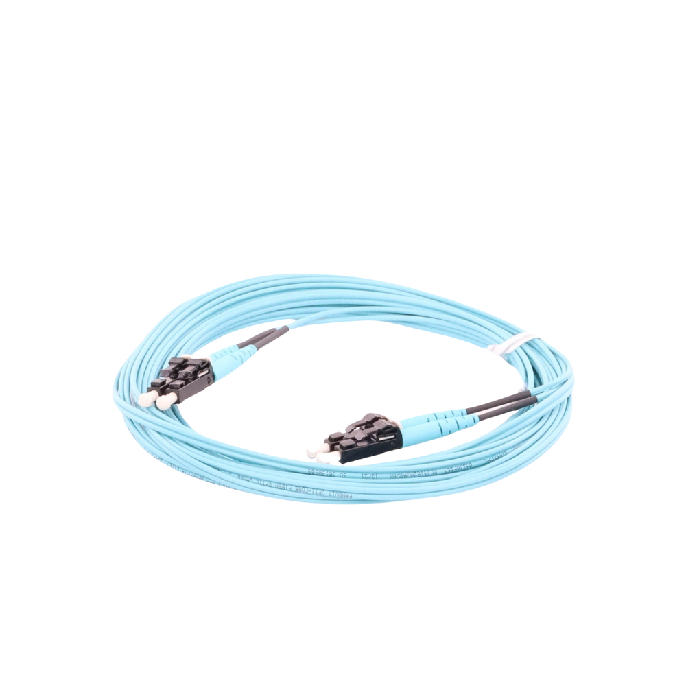 Jumper de Fibra Optica Multimodo 50/125 OM3, LC-LC Duplex, OFNR (Riser), Color Aqua, 5 Metros (16.40 Pies)