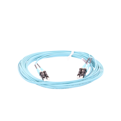 Jumper de Fibra Optica Multimodo 50/125 OM3, LC-LC Duplex, OFNR (Riser), Color Aqua, 5 Metros (16.40 Pies)