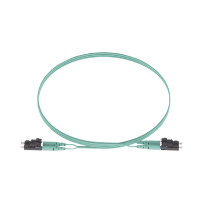 Jumper de Fibra Optica Multimodo 50/125 OM3, LC-LC Duplex, OFNR (Riser), Color Aqua, 5 Metros (16.40 Pies)