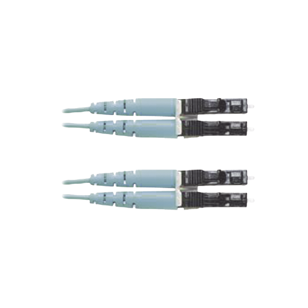 Jumper de Fibra Optica Multimodo 50/125 OM3, LC-LC Duplex, OFNR (Riser), Color Aqua, 7 Metros (22.97 Pies)