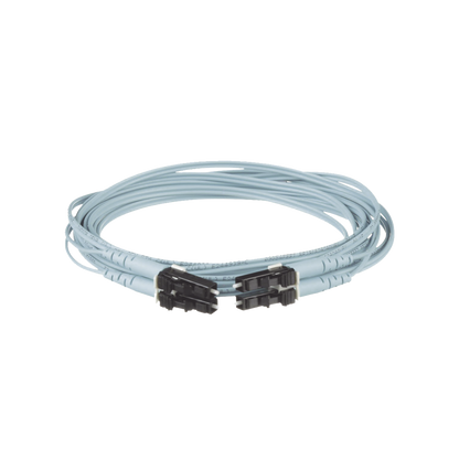 Jumper de Fibra Optica Multimodo 50/125 OM3, LC-LC Duplex, OFNR (Riser), Color Aqua, 7 Metros (22.97 Pies)