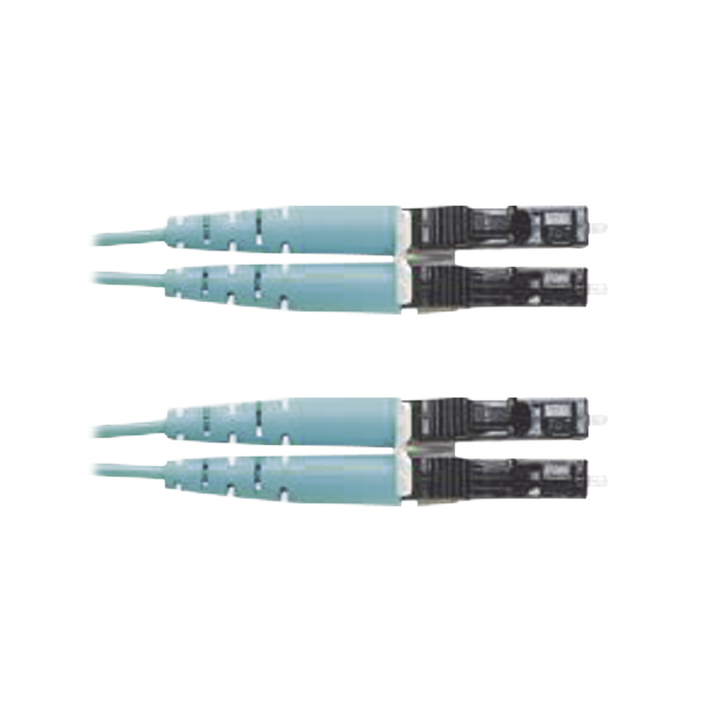 Jumper de Fibra Optica Multimodo 50/125 OM3, LC-LC Duplex, OFNR (Riser), Color Aqua, 25 Metros (82.02 Pies)