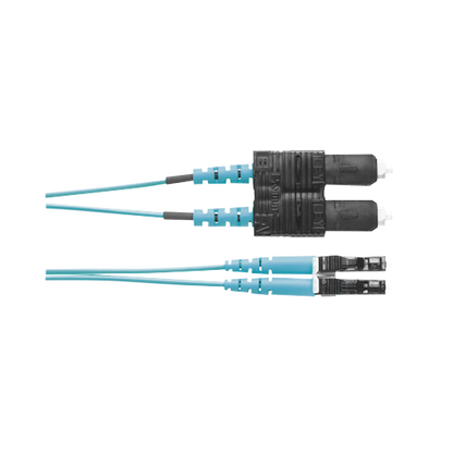 Jumper de Fibra Optica Multimodo 50/125 OM3, LC-SC Duplex, OFNR (Riser), Color Aqua, 2 Metros (6.56 Pies)