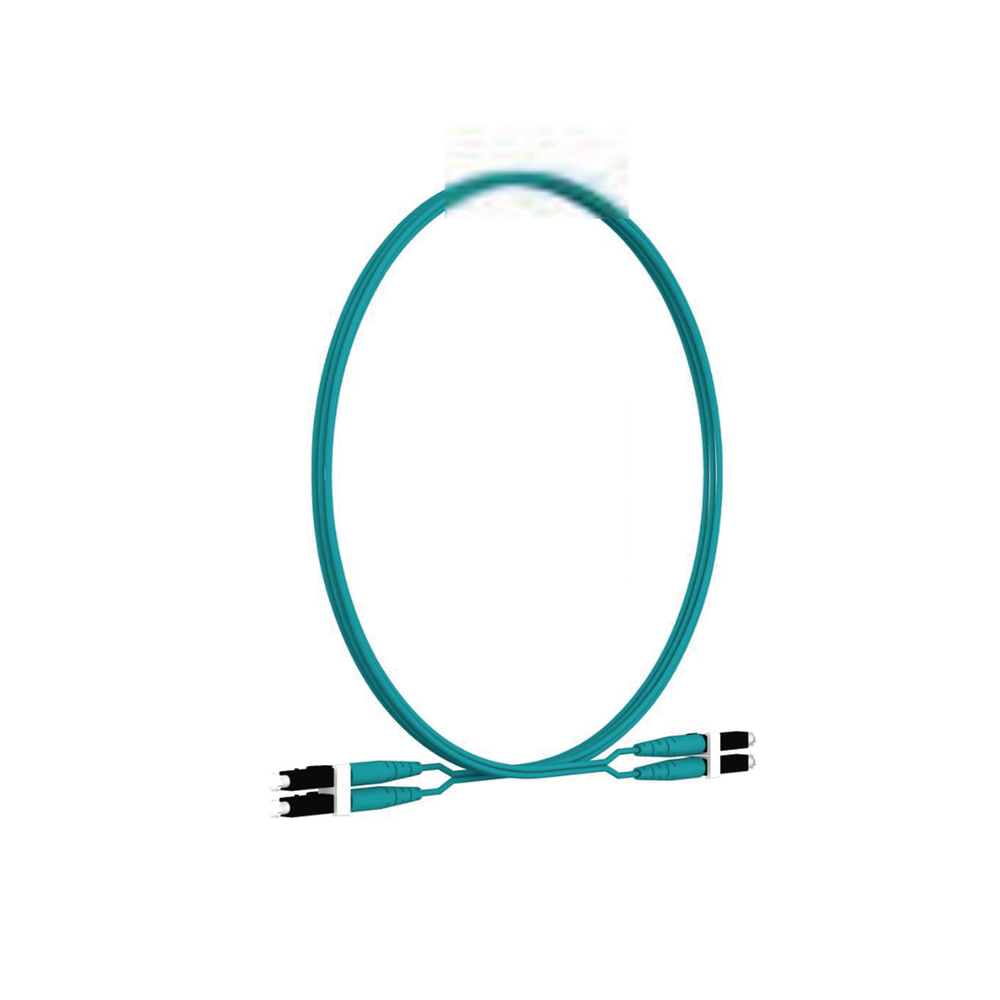 Jumper de Fibra Optica Multimodo 50/125 OM4, LC-LC Duplex, LSZH, Color Aqua, 2 Metros (6.56 Pies)