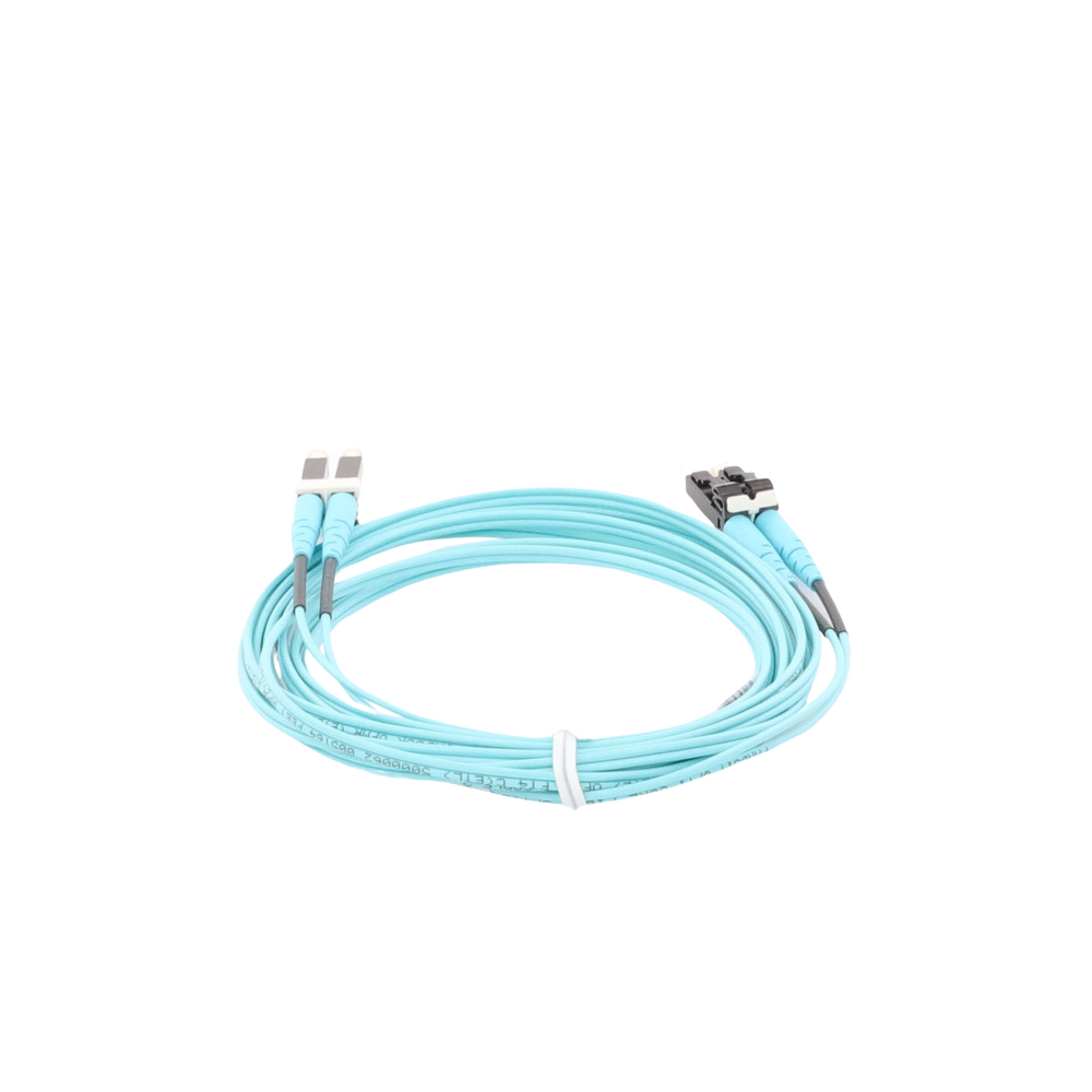 Jumper de Fibra Optica Multimodo 50/125 OM4, LC-LC Duplex, OFNR (Riser), Color Aqua, 3 Metros (9.84 Pies)