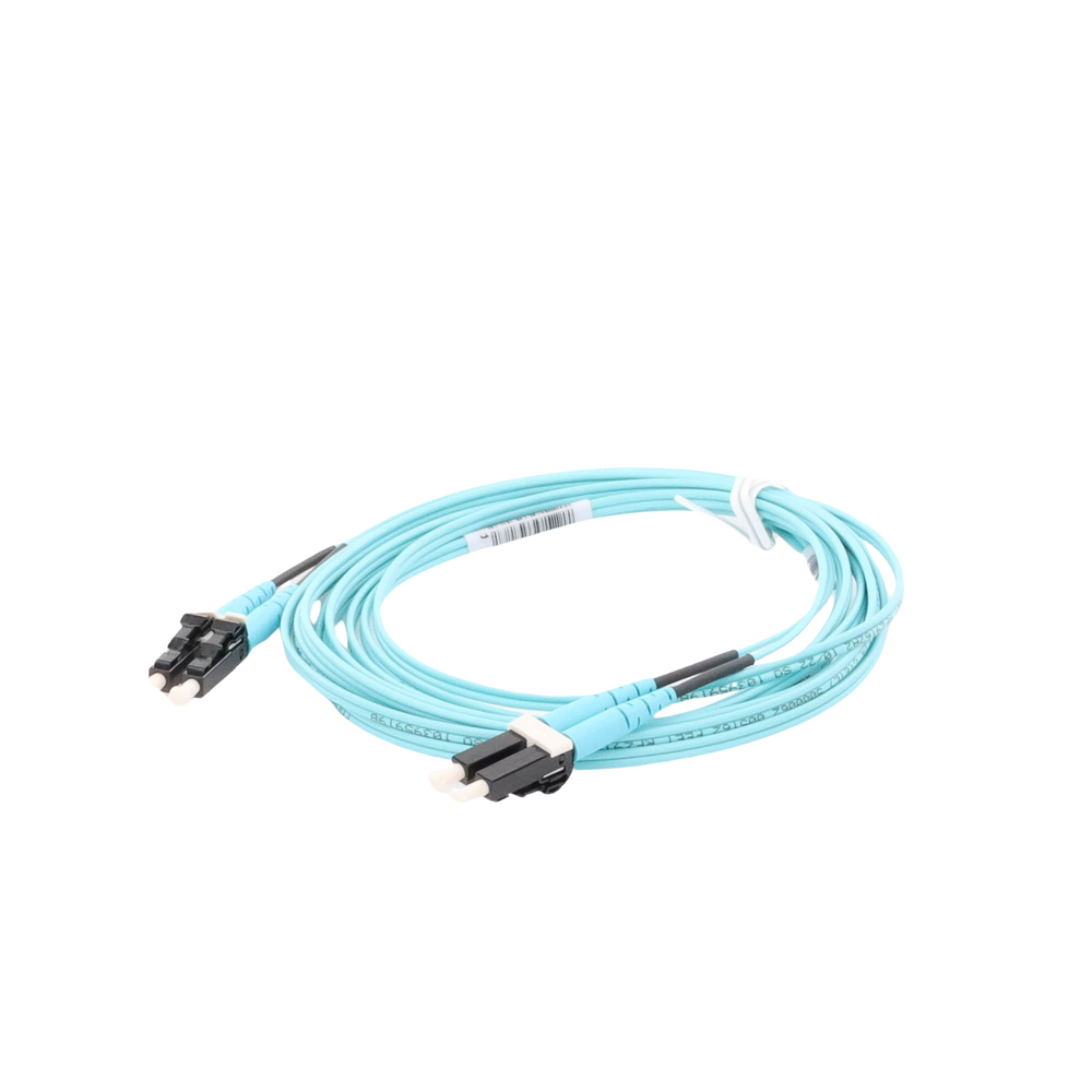 Jumper de Fibra Optica Multimodo 50/125 OM4, LC-LC Duplex, OFNR (Riser), Color Aqua, 3 Metros (9.84 Pies)