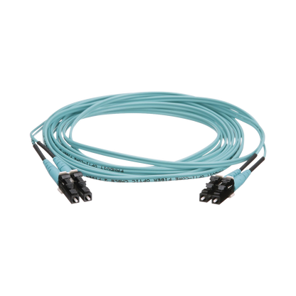Jumper de Fibra Optica Multimodo 50/125 OM4, LC-LC Duplex, OFNR (Riser), Color Aqua, 3 Metros (9.84 Pies)
