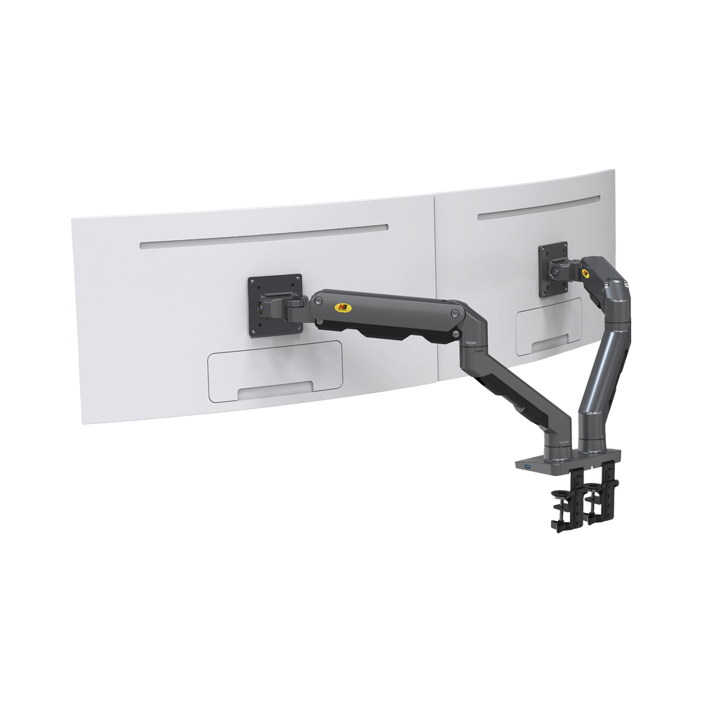 Montaje de Escritorio articulado para 2 monitores de 27-34" /  Soporta hasta 16 kg  por brazo/ Vesa 75 x 75 / 100 x 100 / Acero / Giro: 360°
