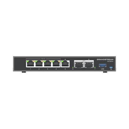 4 en 1: Firewall Nueva Generación, Router, IP PBX (24 usuarios / 8 llamadas), Switch Gigabit de 5 Puertos (4 PoE) y 2 Puertos SFP 2.5 Gigabit