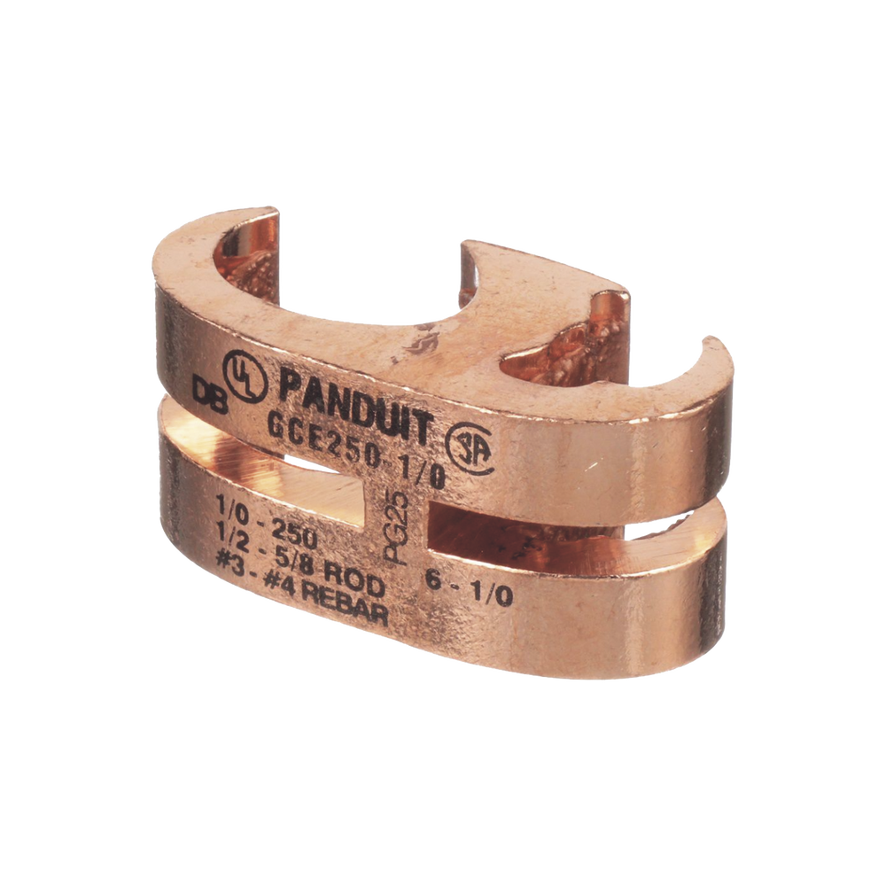 Conector de Conexión a Tierra tipo "E" para Conductor 1/0 AWG STR – 250 KCMIL MAIN y 6 AWG SOL – 1/0 AWG STR TAP