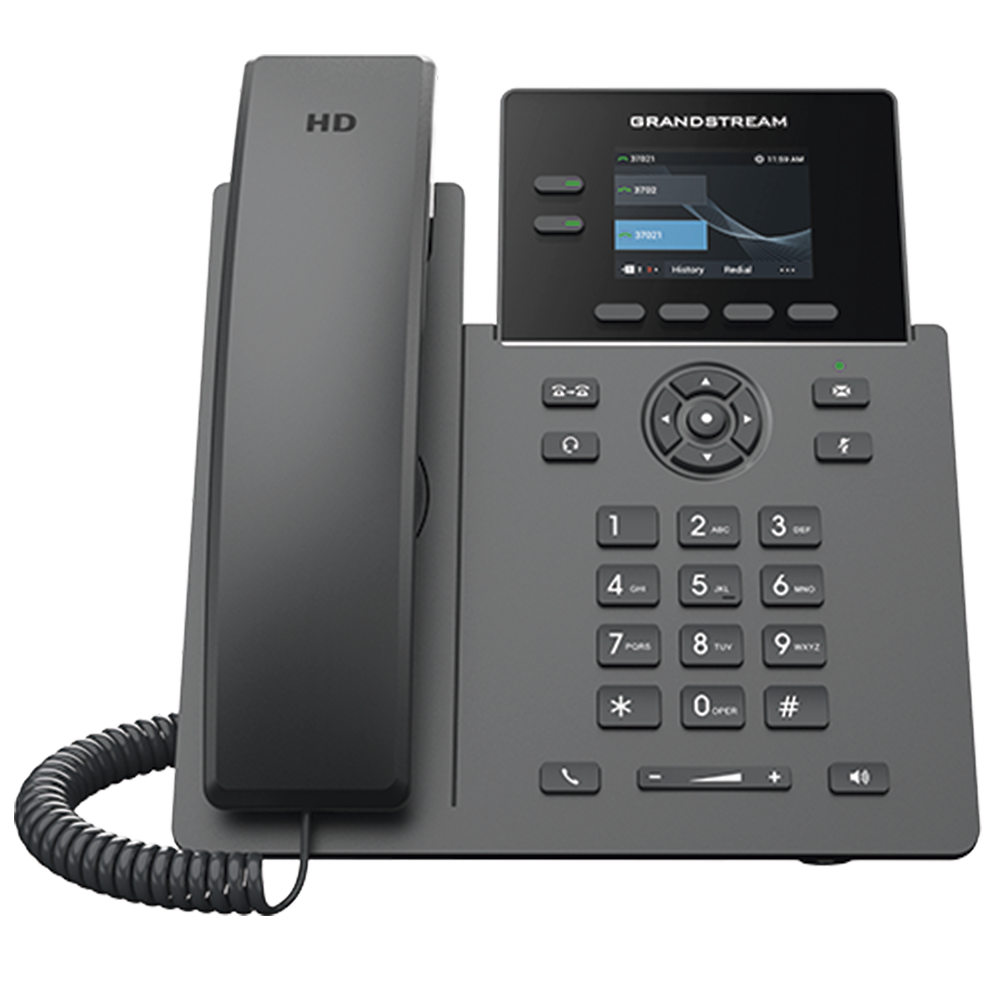 TELÉFONO IP POE GRADO OPERADOR DE 2 LÍNEAS / PANTALLA LCD TFT 2.4 PULGADAS COLOR / 8 BOTONES VIRTUALES MULTIUSO / SEGURIDAD CARRIER-GRADE / COMPATIBLE CON GDMS / AUDIO HD / CONFERENCIAS DE AUDIO 5 VÍAS